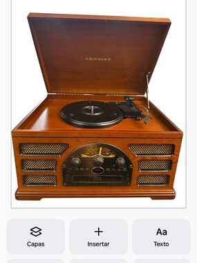 Crosley Wooden Finish Turntable Stereo — Brown & Black Accents